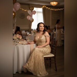 Elegant Gold Evening Gown